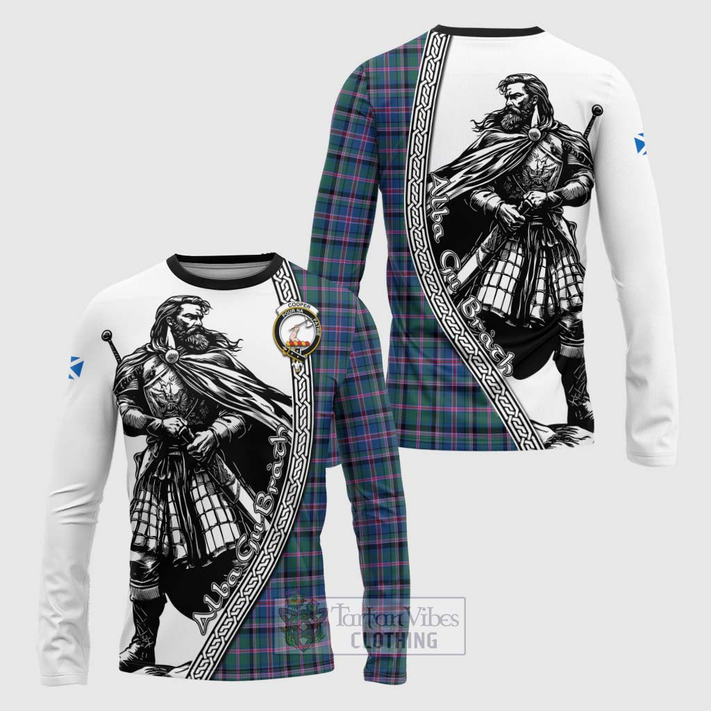 Tartan Vibes Clothing Cooper Tartan Clan Crest Long Sleeve T-Shirt with Highlander Warrior Celtic Style