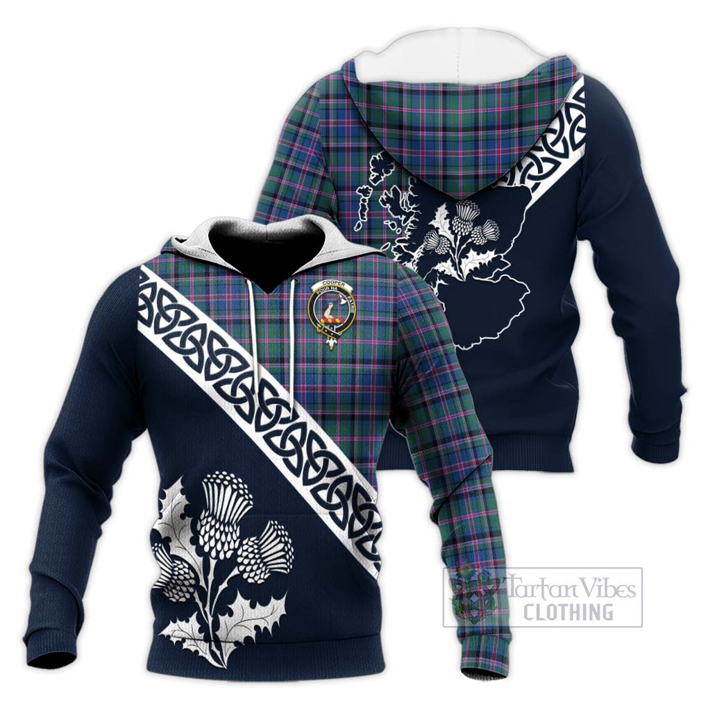 Tartan Vibes Clothing Cooper Tartan Knitted Hoodie Featuring Thistle and Scotland Map