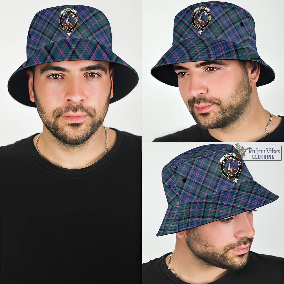 Tartan Vibes Clothing Cooper Tartan Bucket Hat with Family Crest