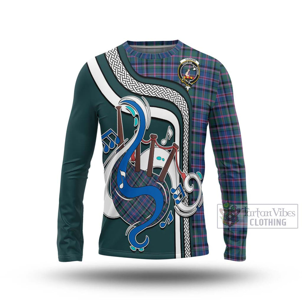 Tartan Vibes Clothing Cooper Tartan Long Sleeve T-Shirt with Epic Bagpipe Style