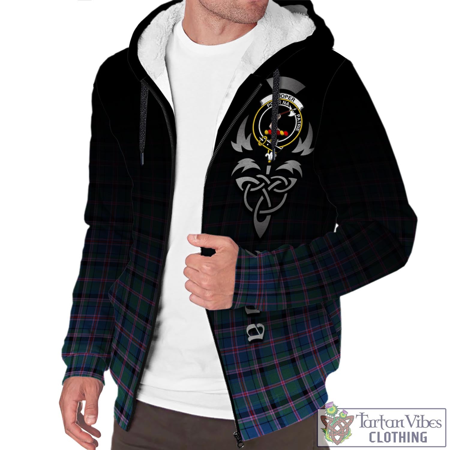 Tartan Vibes Clothing Cooper Tartan Sherpa Hoodie Featuring Alba Gu Brath Family Crest Celtic Inspired