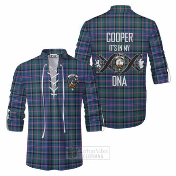 Cooper Tartan Ghillie Kilt Shirt with Family Crest DNA In Me Style