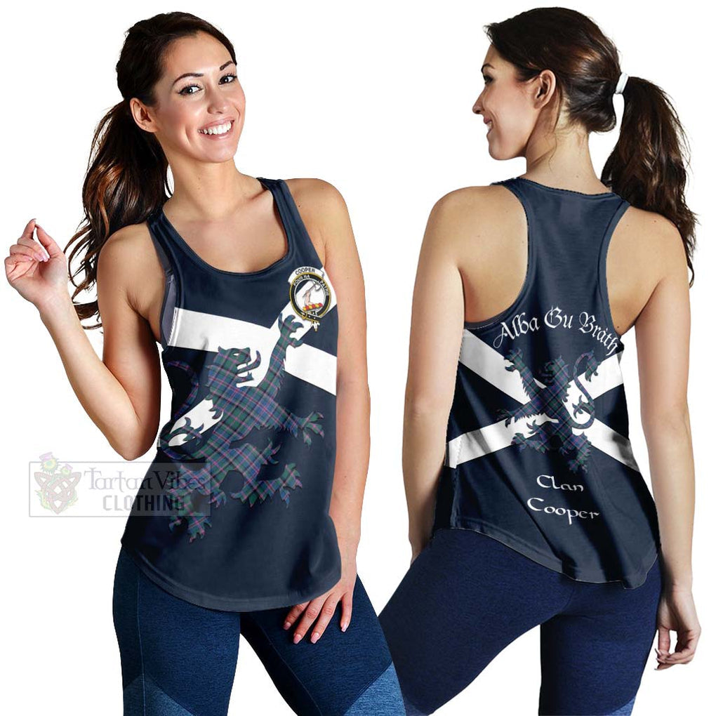 Tartan Vibes Clothing Cooper Tartan Lion Rampant Women's Racerback Tanks – Proudly Display Your Heritage with Alba Gu Brath and Clan Name