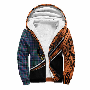 Cooper Crest Tartan Sherpa Hoodie with Polynesian Vibes Style - Orange Version