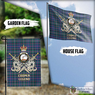 Cooper Tartan Flag with Clan Crest and the Golden Sword of Courageous Legacy