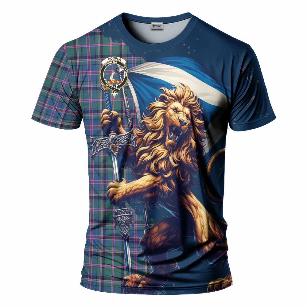 Tartan Vibes Clothing Cooper Tartan Family Crest T-Shirt with Scottish Majestic Lion