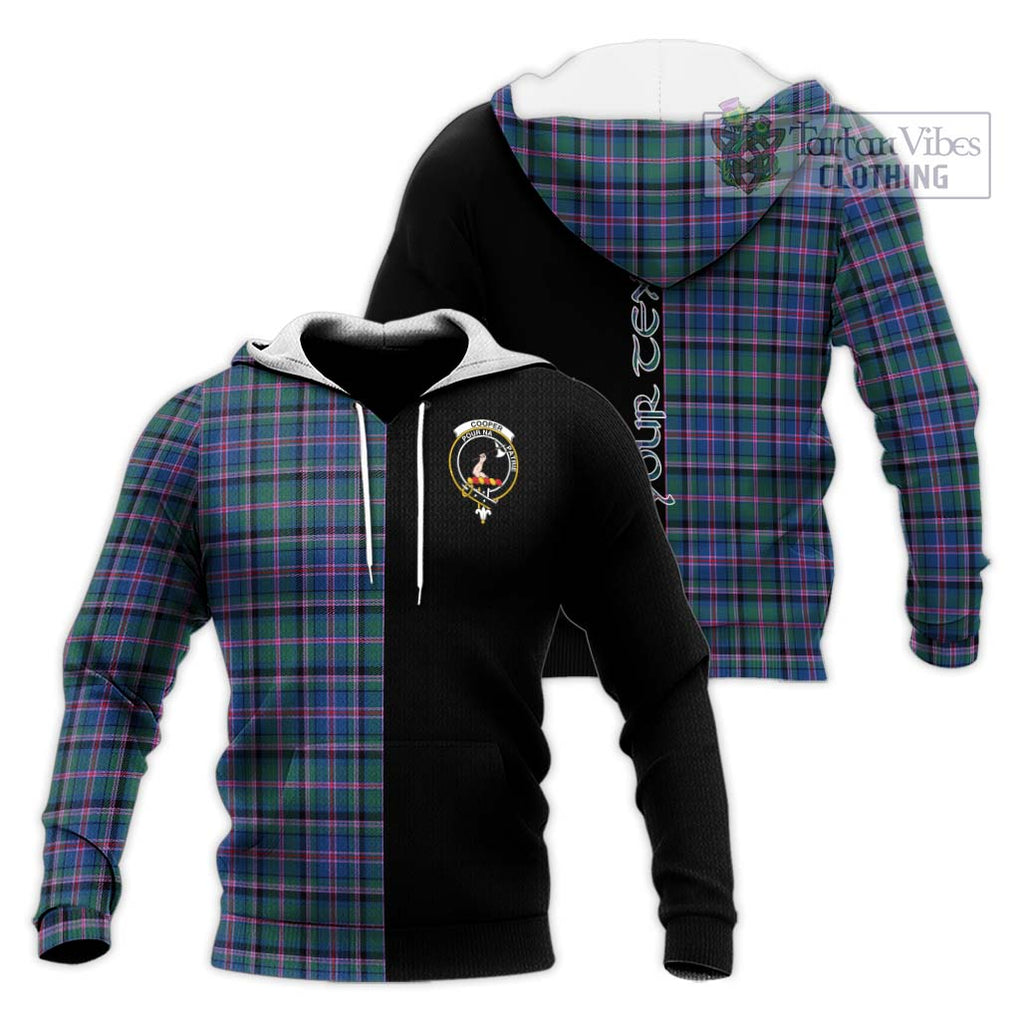 Cooper Tartan Knitted Hoodie with Family Crest and Half Of Me Style Unisex Knitted Pullover Hoodie - Tartanvibesclothing Shop