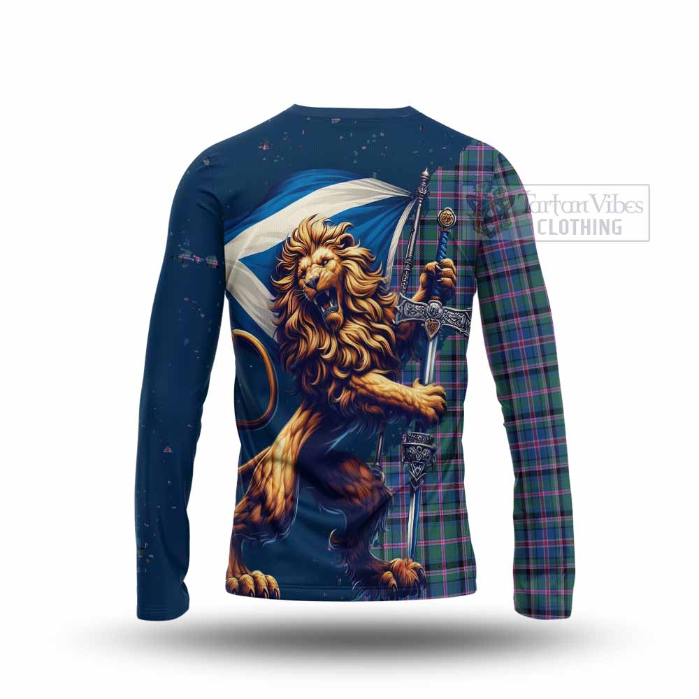 Tartan Vibes Clothing Cooper Tartan Family Crest Long Sleeve T-Shirt with Scottish Majestic Lion