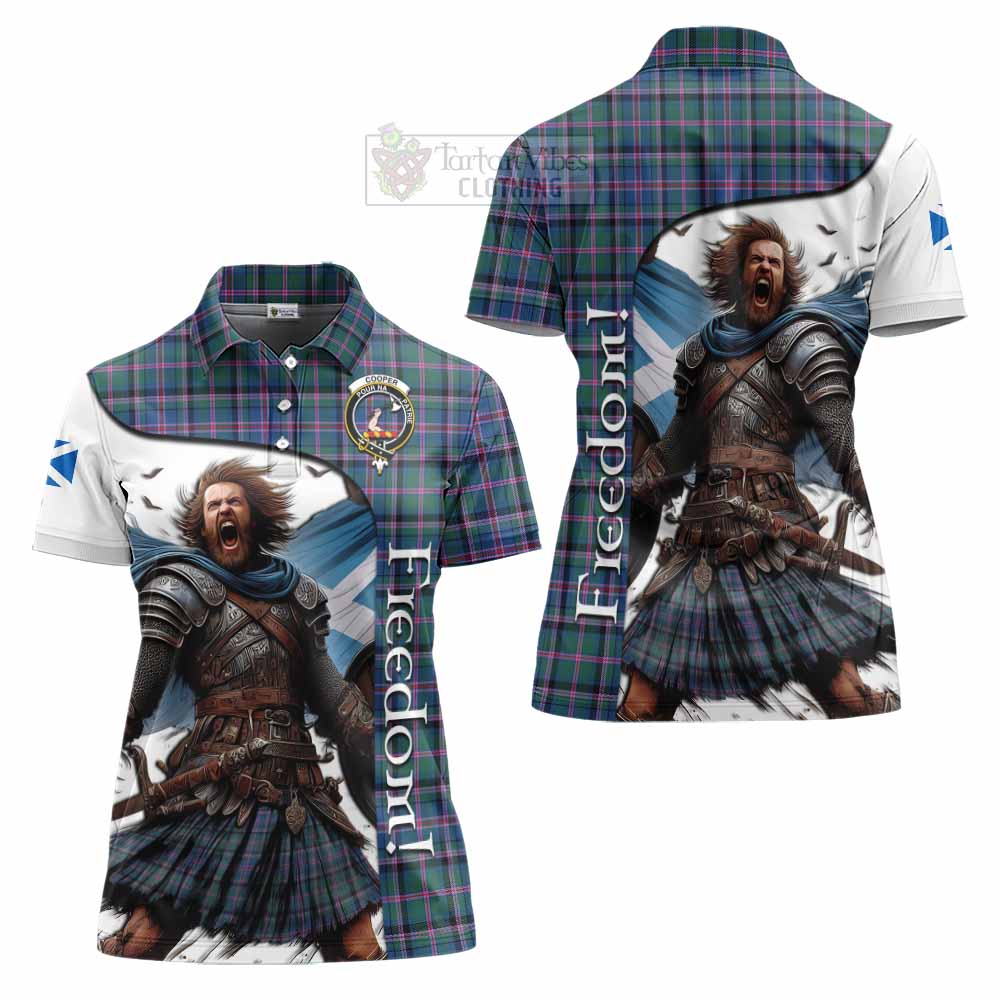 Tartan Vibes Clothing Cooper Crest Tartan Women's Polo Shirt Inspired by the Freedom of Scottish Warrior