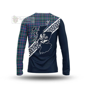 Cooper Tartan Long Sleeve T-Shirt Featuring Thistle and Scotland Map