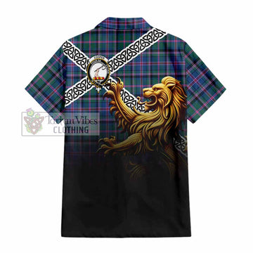 Cooper Crest Tartan Hawaiian Shirt with Golden Lion Emblem Celtic Style - Tartan Vibes Clothing