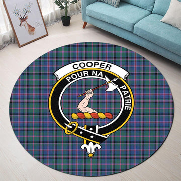 Cooper Tartan Round Rug with Family Crest