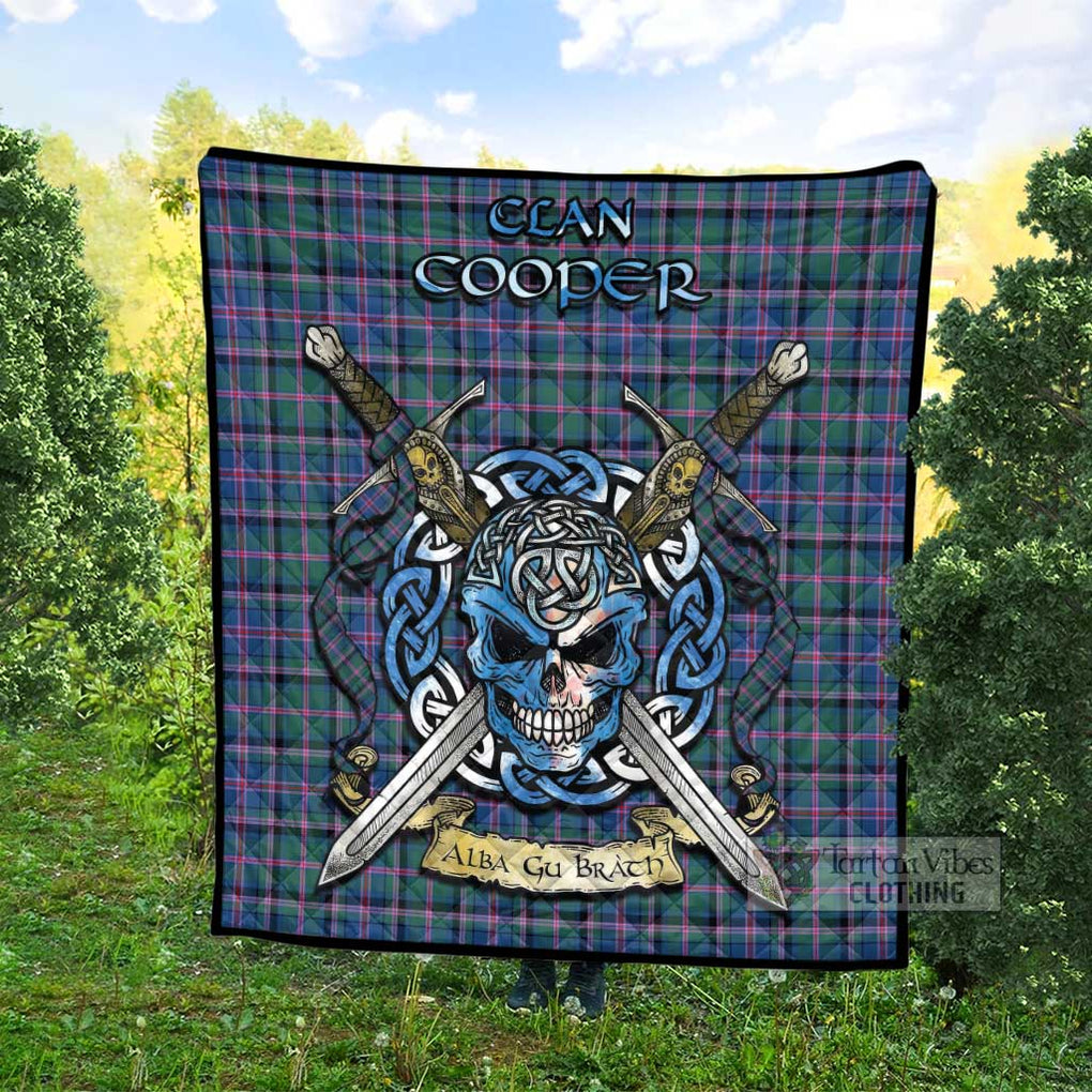 Tartan Vibes Clothing Cooper Tartan Quilt with Celtic Skull Alba Gu Brath Style