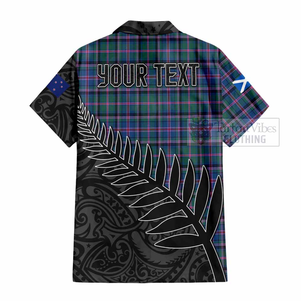 Tartan Vibes Clothing Cooper Crest Tartan Short Sleeve Button Shirt with New Zealand Silver Fern Half Style