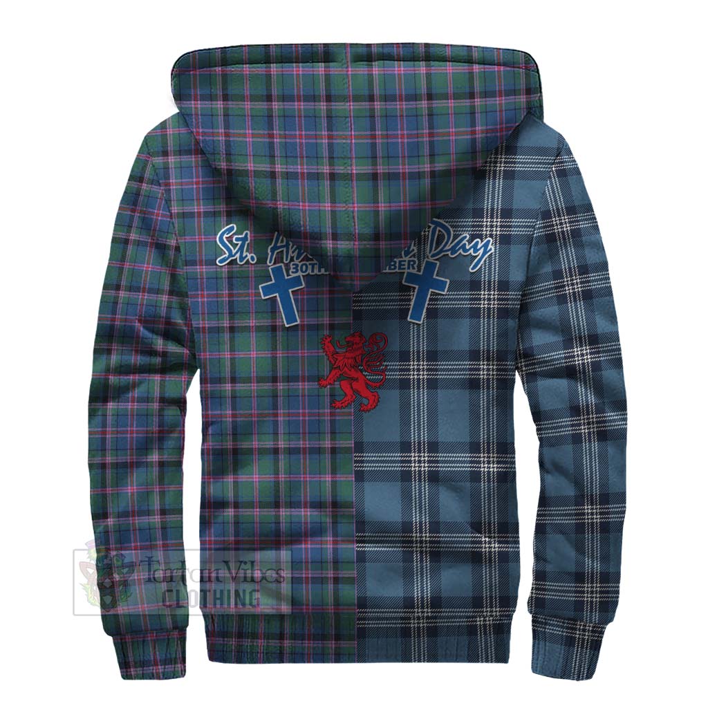 Tartan Vibes Clothing Cooper Tartan Sherpa Hoodie Happy St. Andrew's Day Half Tartan Style