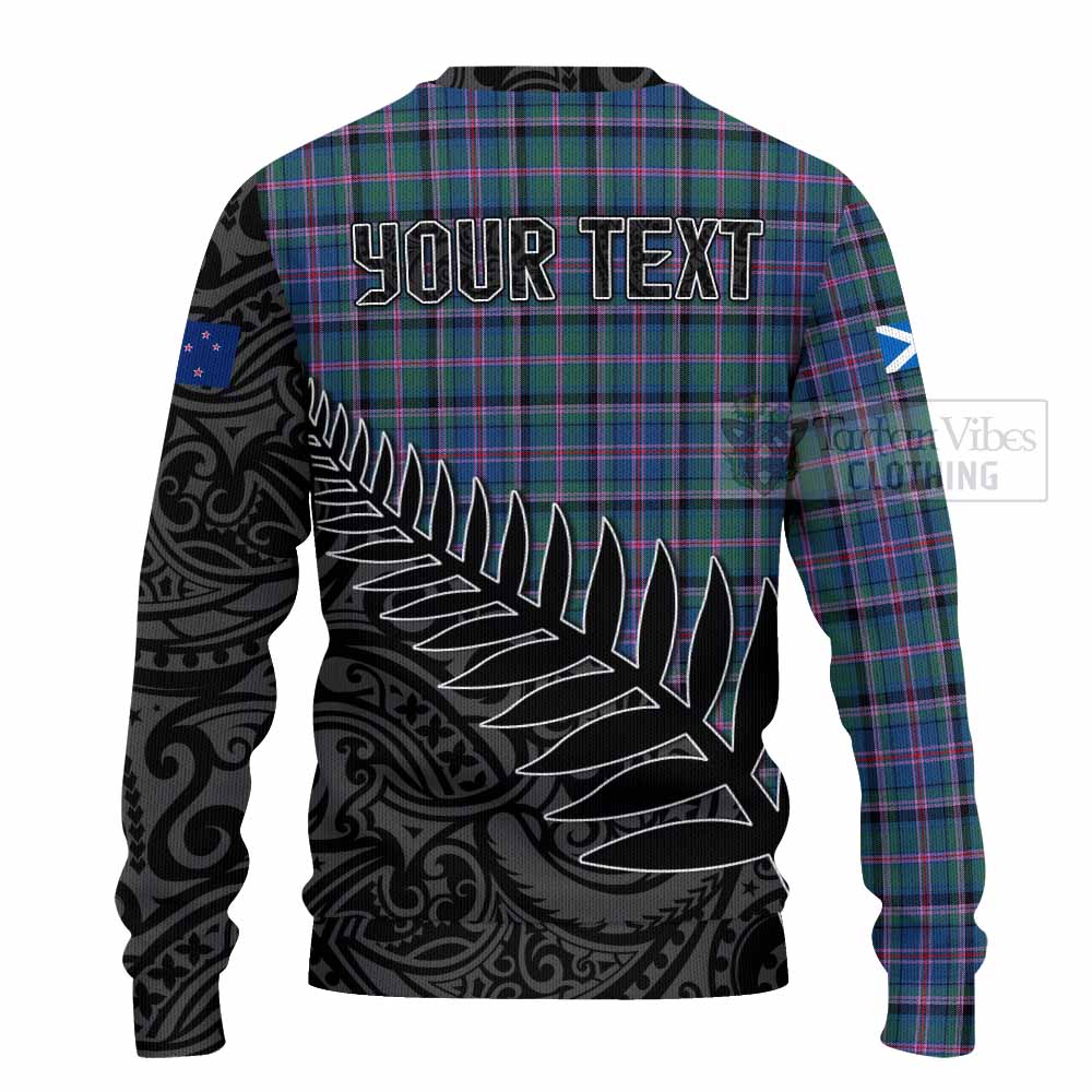 Tartan Vibes Clothing Cooper Crest Tartan Knitted Sweater with New Zealand Silver Fern Half Style