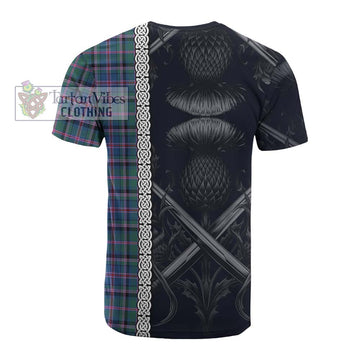 Cooper Tartan Cotton T-shirt with Family Crest Cross Sword Thistle Celtic Vibes