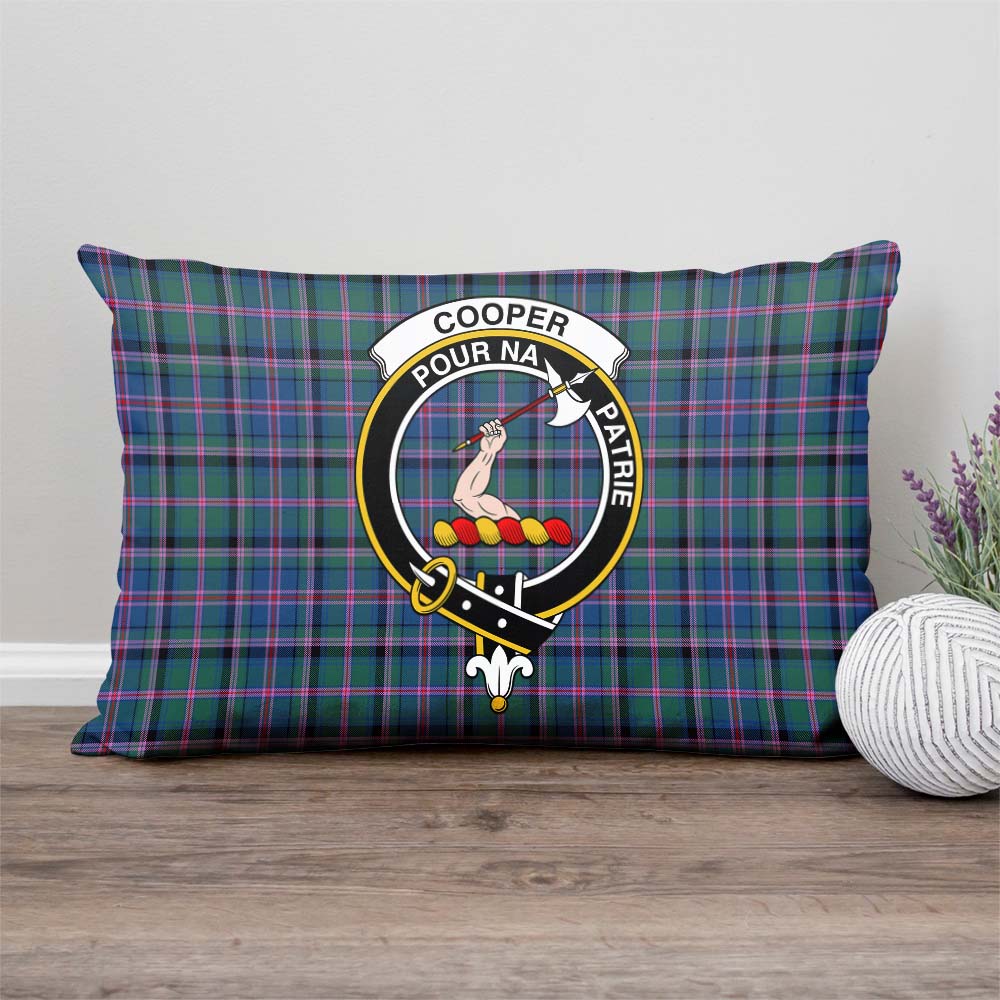 Cooper Tartan Pillow Cover with Family Crest Rectangle Pillow Cover - Tartanvibesclothing