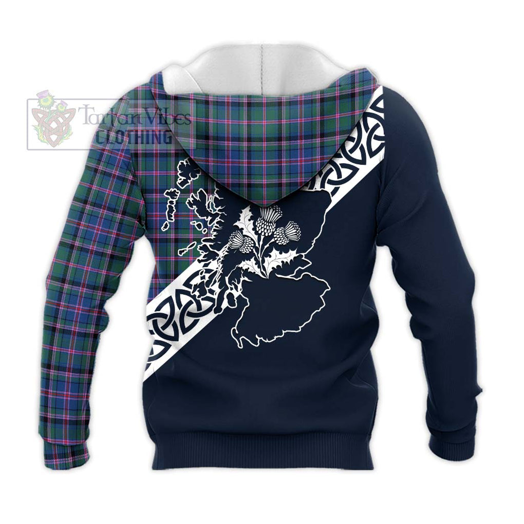 Tartan Vibes Clothing Cooper Tartan Knitted Hoodie Featuring Thistle and Scotland Map