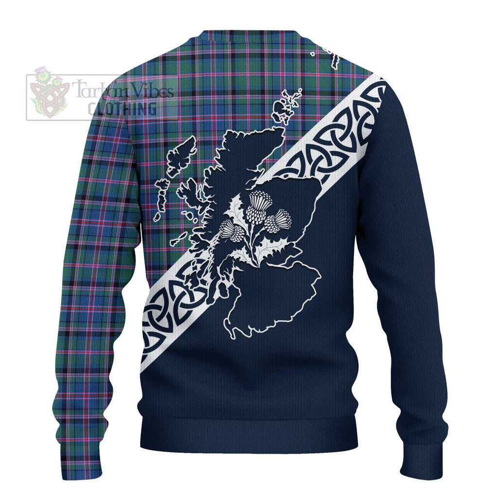 Tartan Vibes Clothing Cooper Tartan Knitted Sweater Featuring Thistle and Scotland Map