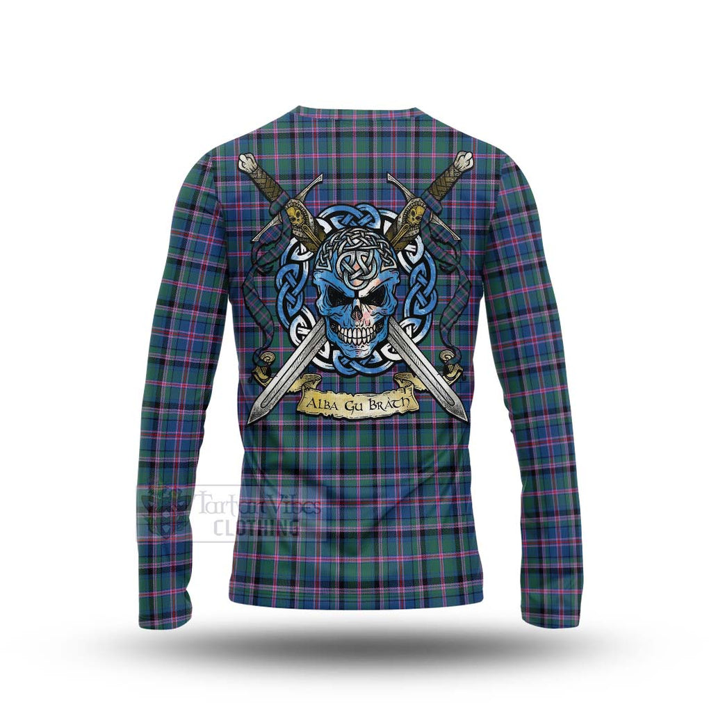 Tartan Vibes Clothing Cooper Tartan Long Sleeve T-Shirt with Family Crest Celtic Skull Style