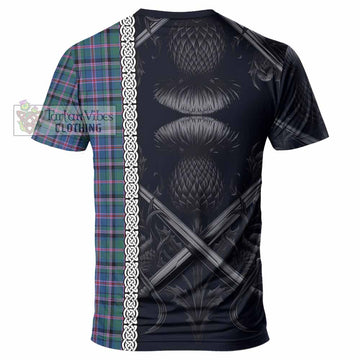 Cooper Tartan T-Shirt with Family Crest Cross Sword Thistle Celtic Vibes