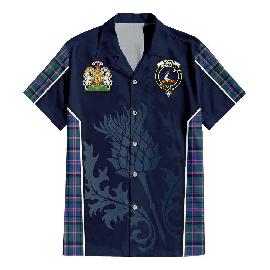 Tartan Vibes Clothing Cooper Tartan Short Sleeve Button Up Shirt with Family Crest and Scottish Thistle Vibes Sport Style