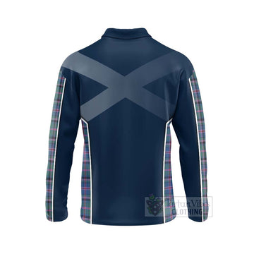 Cooper Tartan Long Sleeve Polo Shirt with Family Crest and Scottish Thistle Vibes Sport Style