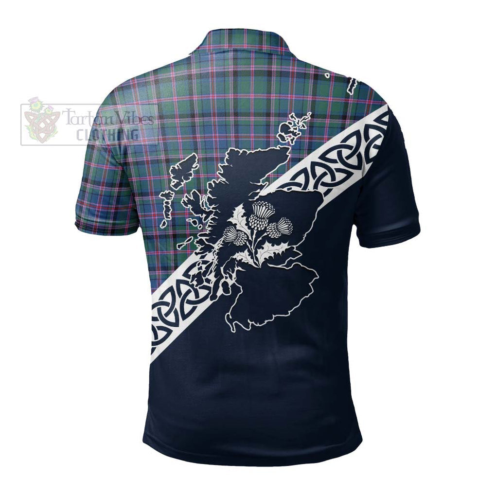 Cooper Tartan Polo Shirt Featuring Thistle and Scotland Map