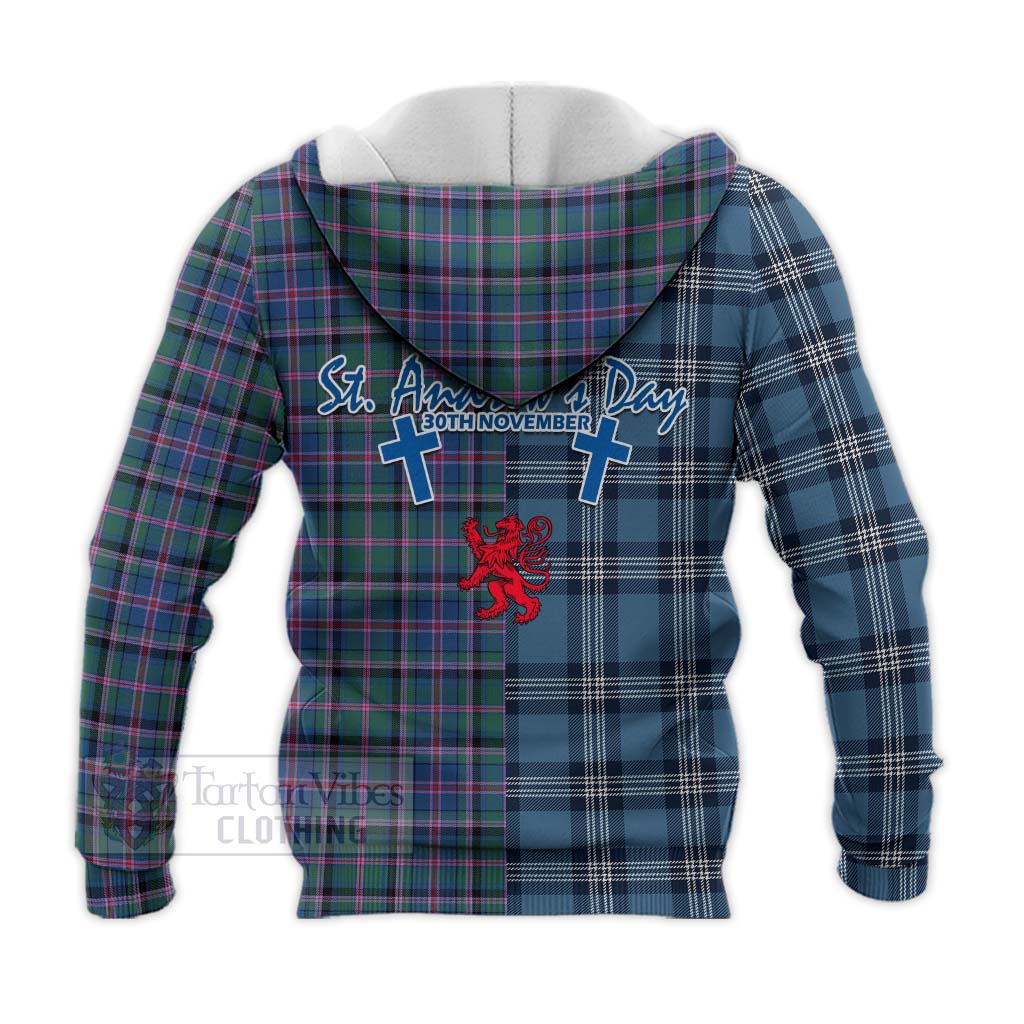 Tartan Vibes Clothing Cooper Tartan Knitted Hoodie Happy St. Andrew's Day Half Tartan Style