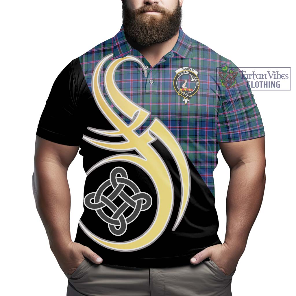 Cooper Tartan Polo Shirt with Family Crest and Celtic Symbol Style - Tartan Vibes Clothing