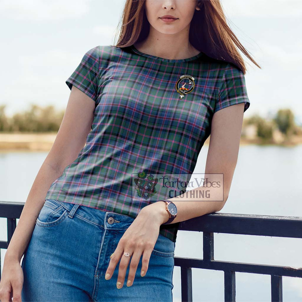 Cooper Tartan Cotton T-Shirt with Family Crest Women's Shirt - Tartanvibesclothing Shop