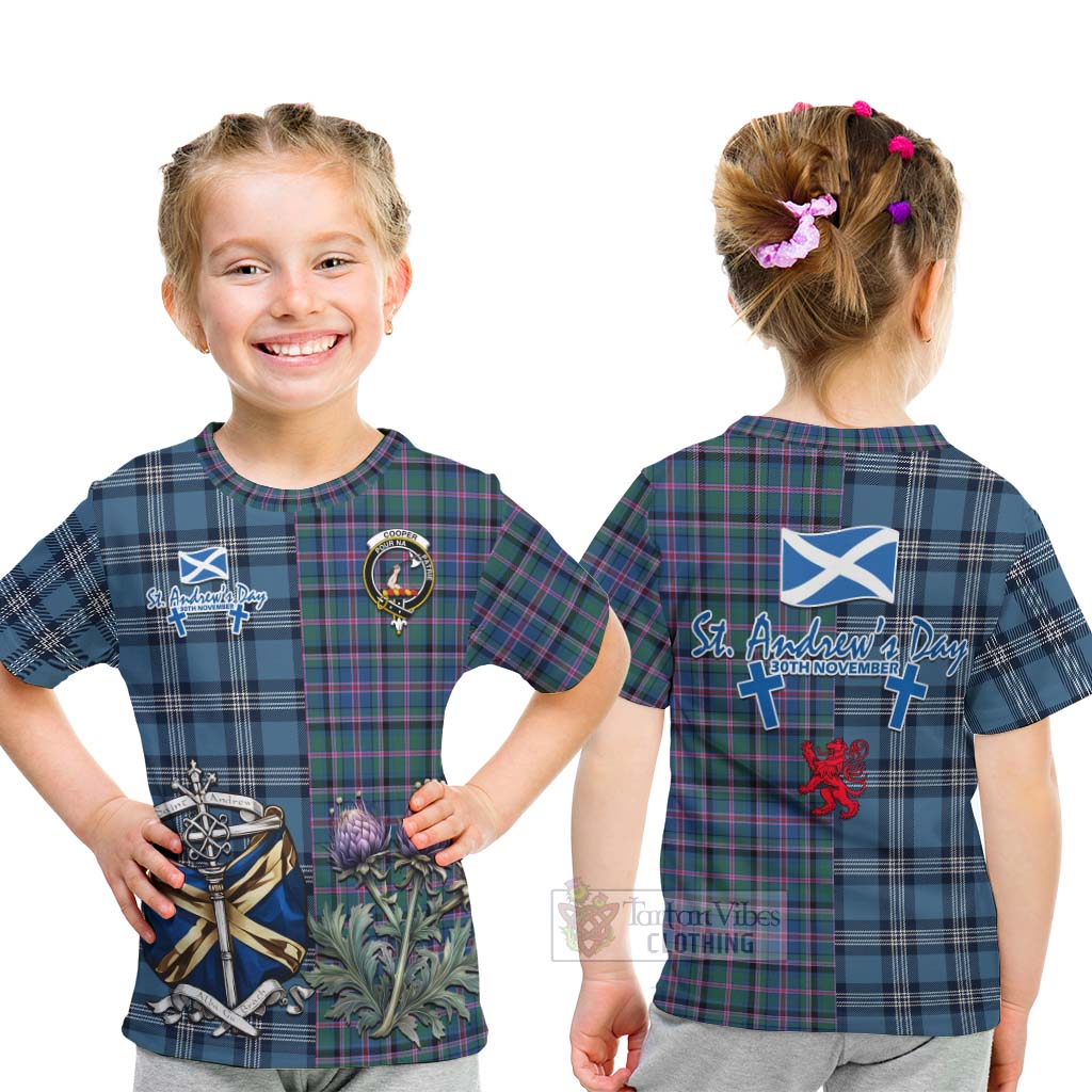 Tartan Vibes Clothing Cooper Tartan Kid T-Shirt Happy St. Andrew's Day Half Tartan Style