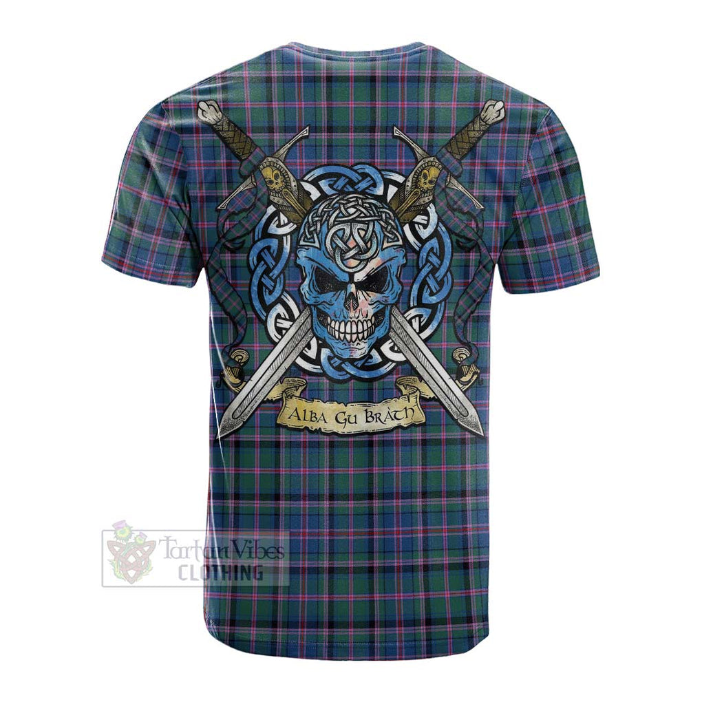 Tartan Vibes Clothing Cooper Tartan Cotton T-shirt with Family Crest Celtic Skull Style