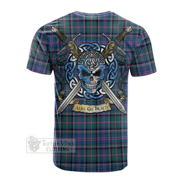 Cooper Tartan Cotton T-shirt with Family Crest Celtic Skull Style