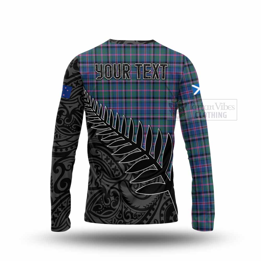 Tartan Vibes Clothing Cooper Crest Tartan Long Sleeve T-Shirt with New Zealand Silver Fern Half Style