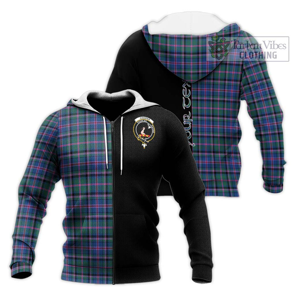 Cooper Tartan Knitted Hoodie with Family Crest and Half Of Me Style Unisex Knitted Zip Hoodie - Tartanvibesclothing Shop