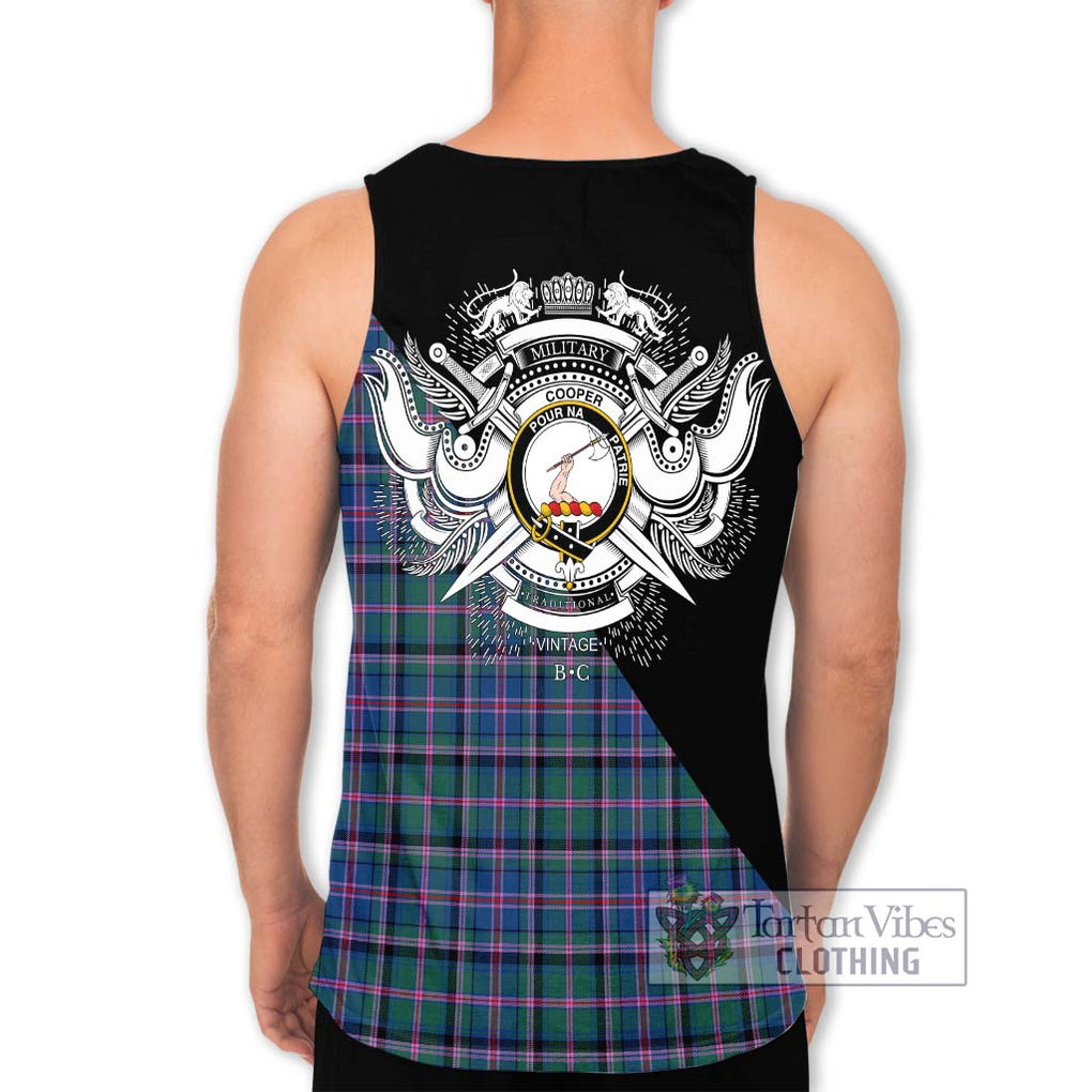 Cooper Tartan Men's Tank Top with Family Crest and Military Logo Style - Tartanvibesclothing Shop