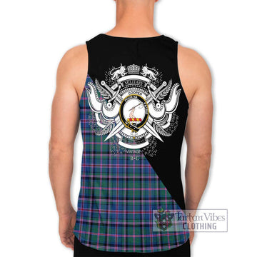 Cooper Tartan Men's Tank Top with Family Crest and Military Logo Style