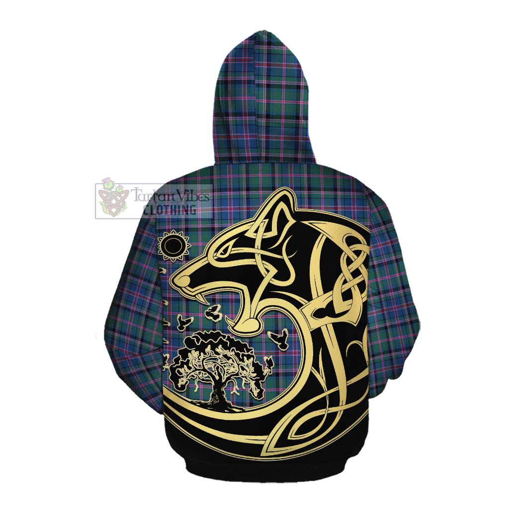 Tartan Vibes Clothing Cooper Tartan Cotton Hoodie with Family Crest Celtic Wolf Style