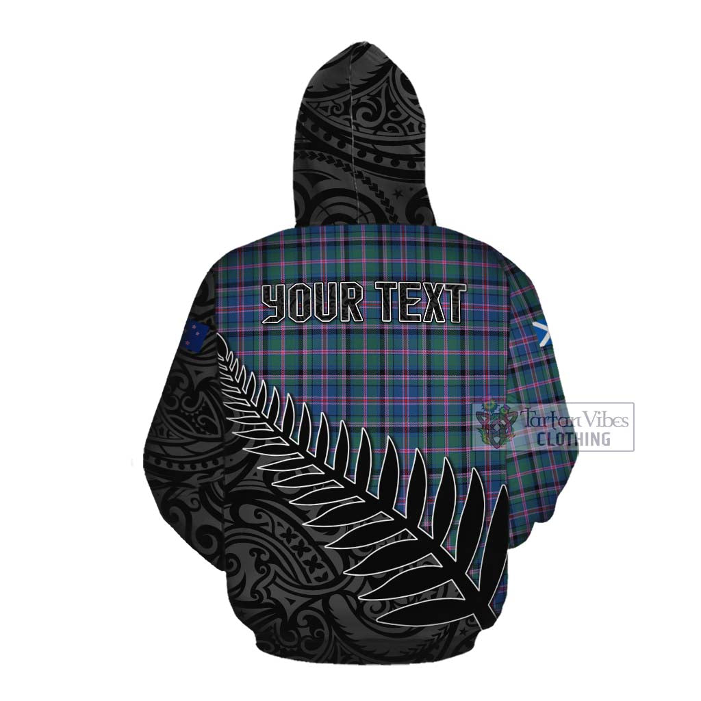 Tartan Vibes Clothing Cooper Crest Tartan Cotton Hoodie with New Zealand Silver Fern Half Style