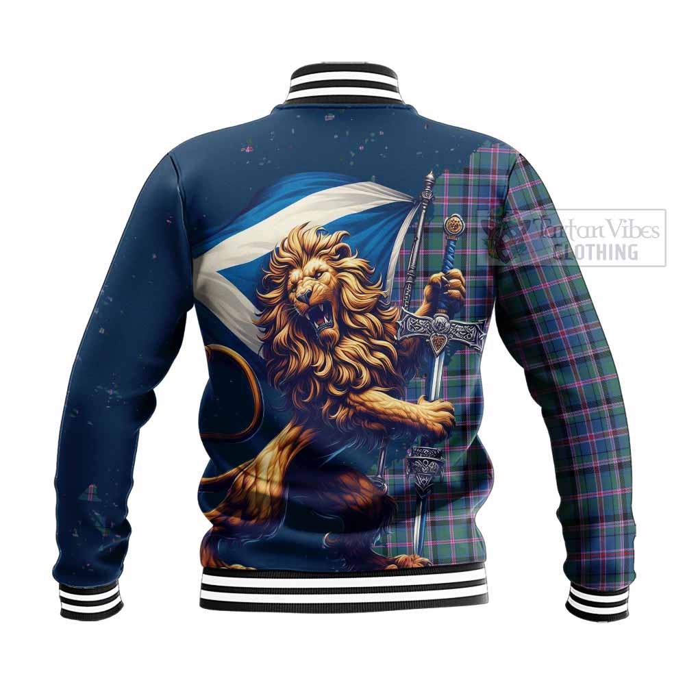 Tartan Vibes Clothing Cooper Tartan Family Crest Baseball Jacket with Scottish Majestic Lion