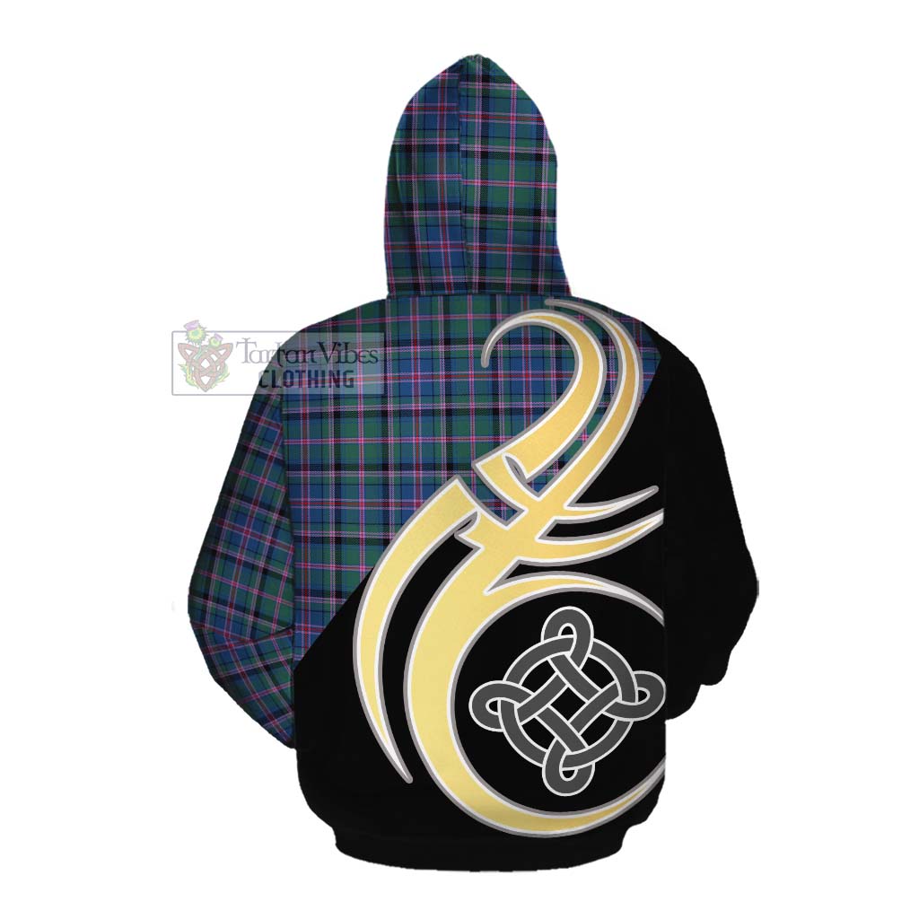 Tartan Vibes Clothing Cooper Tartan Cotton Hoodie with Family Crest and Celtic Symbol Style