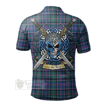 Cooper Tartan Polo Shirt with Family Crest Celtic Skull Style