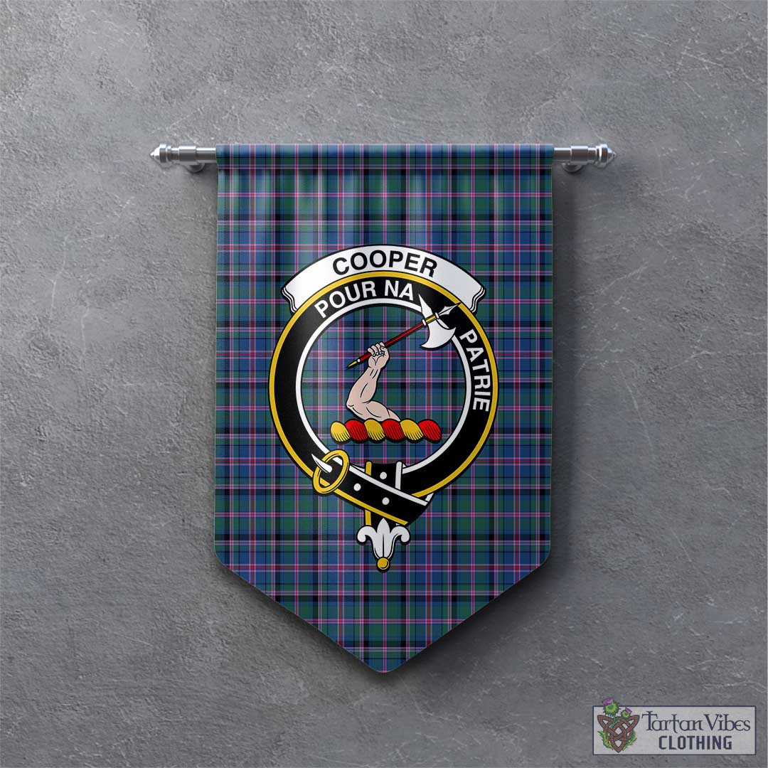 Tartan Vibes Clothing Cooper Tartan Gonfalon, Tartan Banner with Family Crest