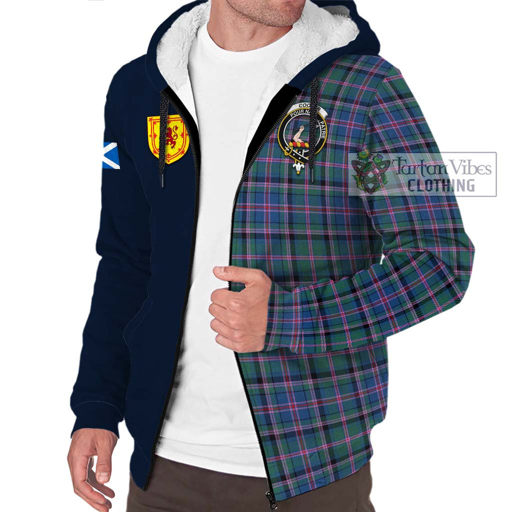 Tartan Vibes Clothing Cooper Tartan Sherpa Hoodie with Scottish Lion Royal Arm Half Style