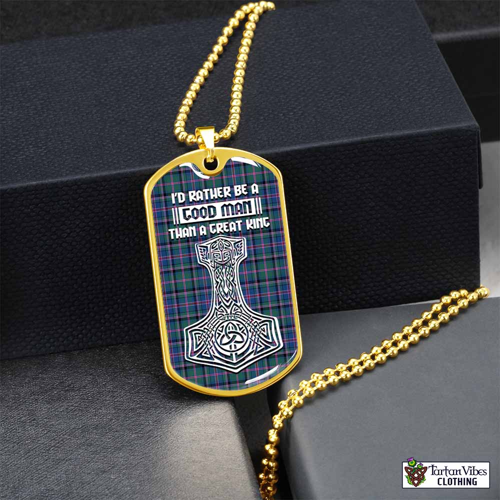 Tartan Vibes Clothing Cooper Tartan Dog Tag Necklace Viking Mjolnir Style