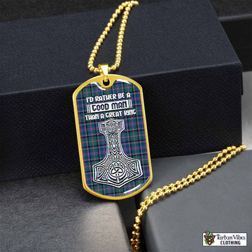 Cooper Tartan Dog Tag Necklace Viking Mjolnir Style