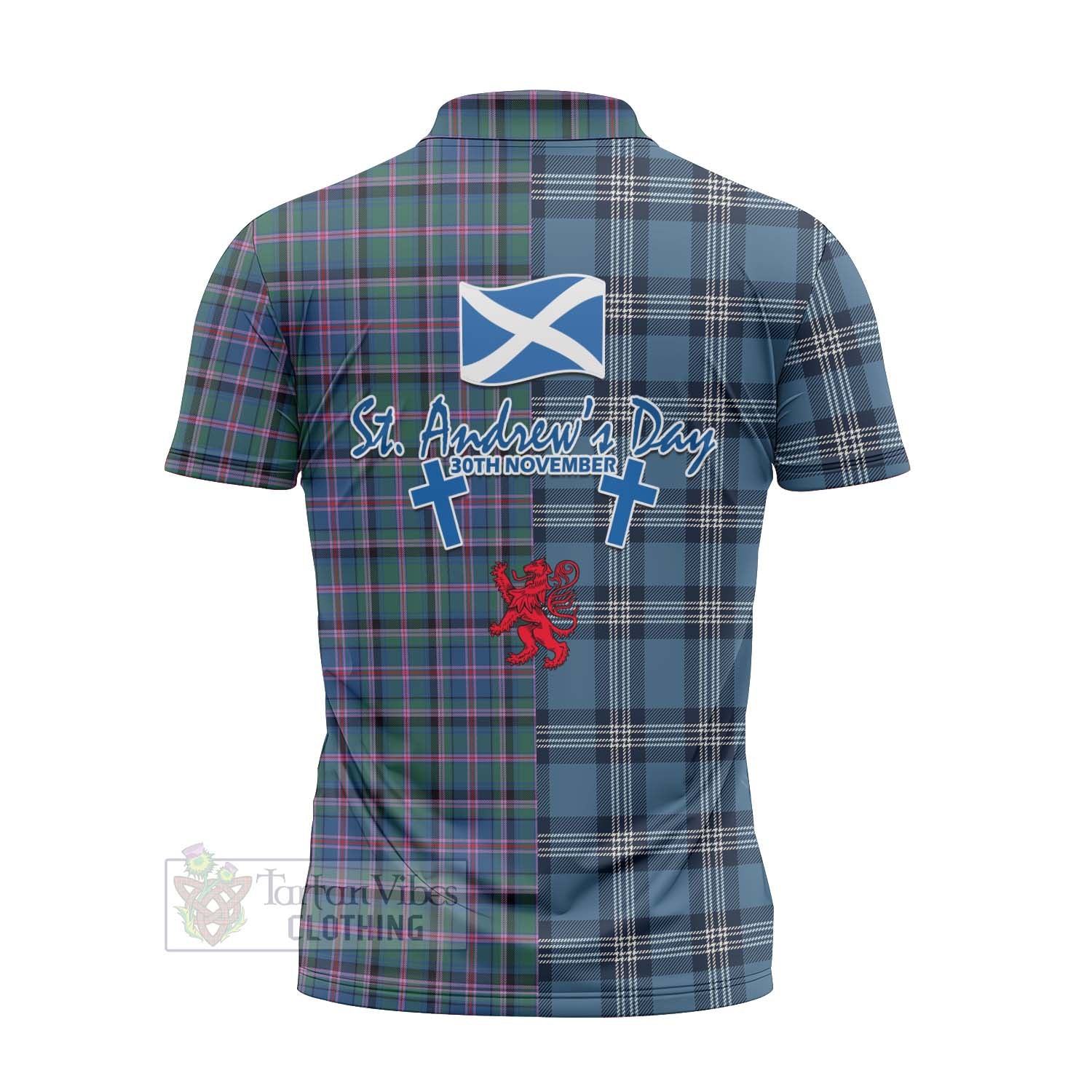 Tartan Vibes Clothing Cooper Tartan Zipper Polo Shirt Happy St. Andrew's Day Half Tartan Style