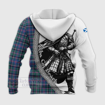 Cooper Tartan Clan Crest Knitted Hoodie with Highlander Warrior Celtic Style